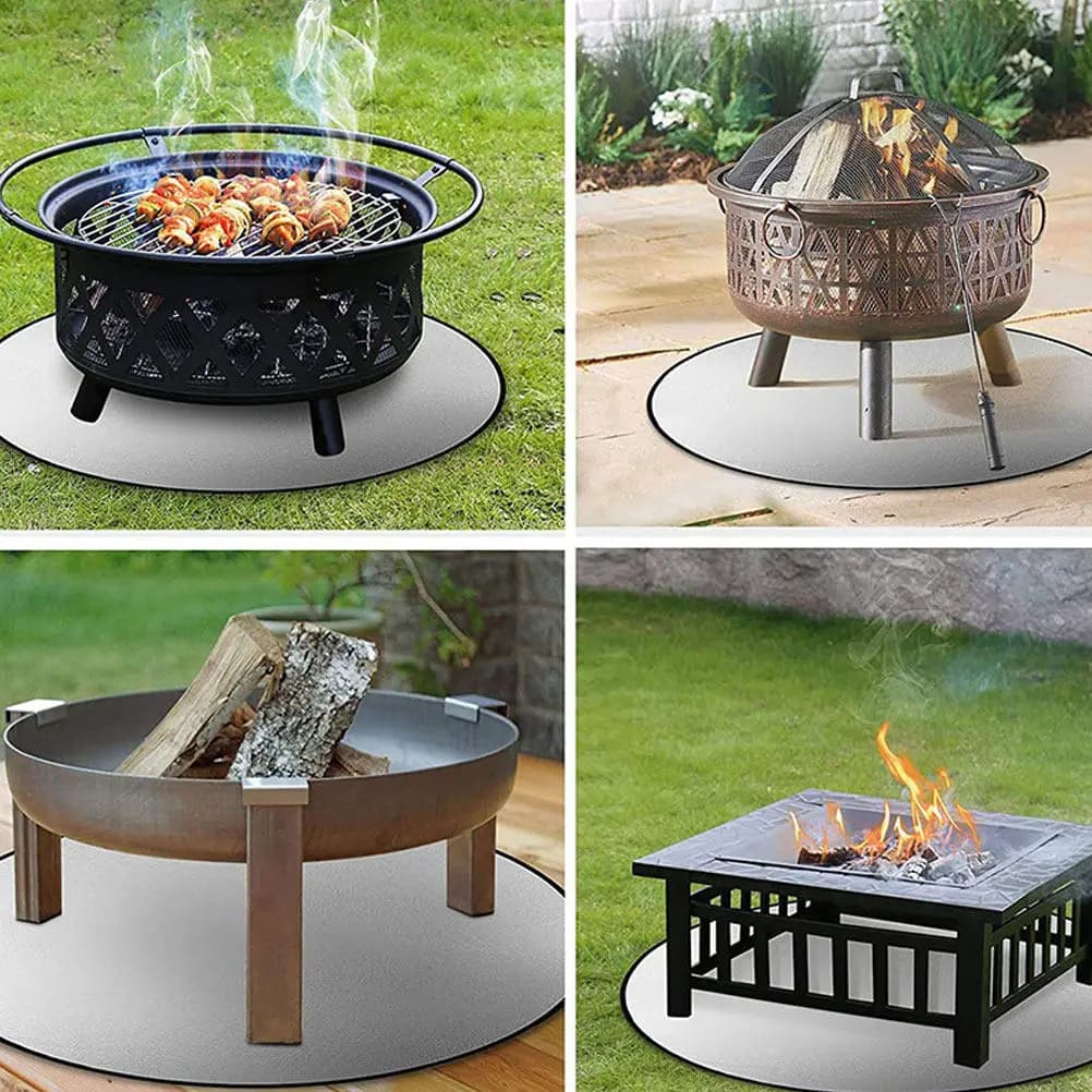 Fire Pit Mat Heavy Duty Fireproof Grill Mat for Outdoor Camping Barbecue Portable Heat Resistant Insulation Pad Grass Deck