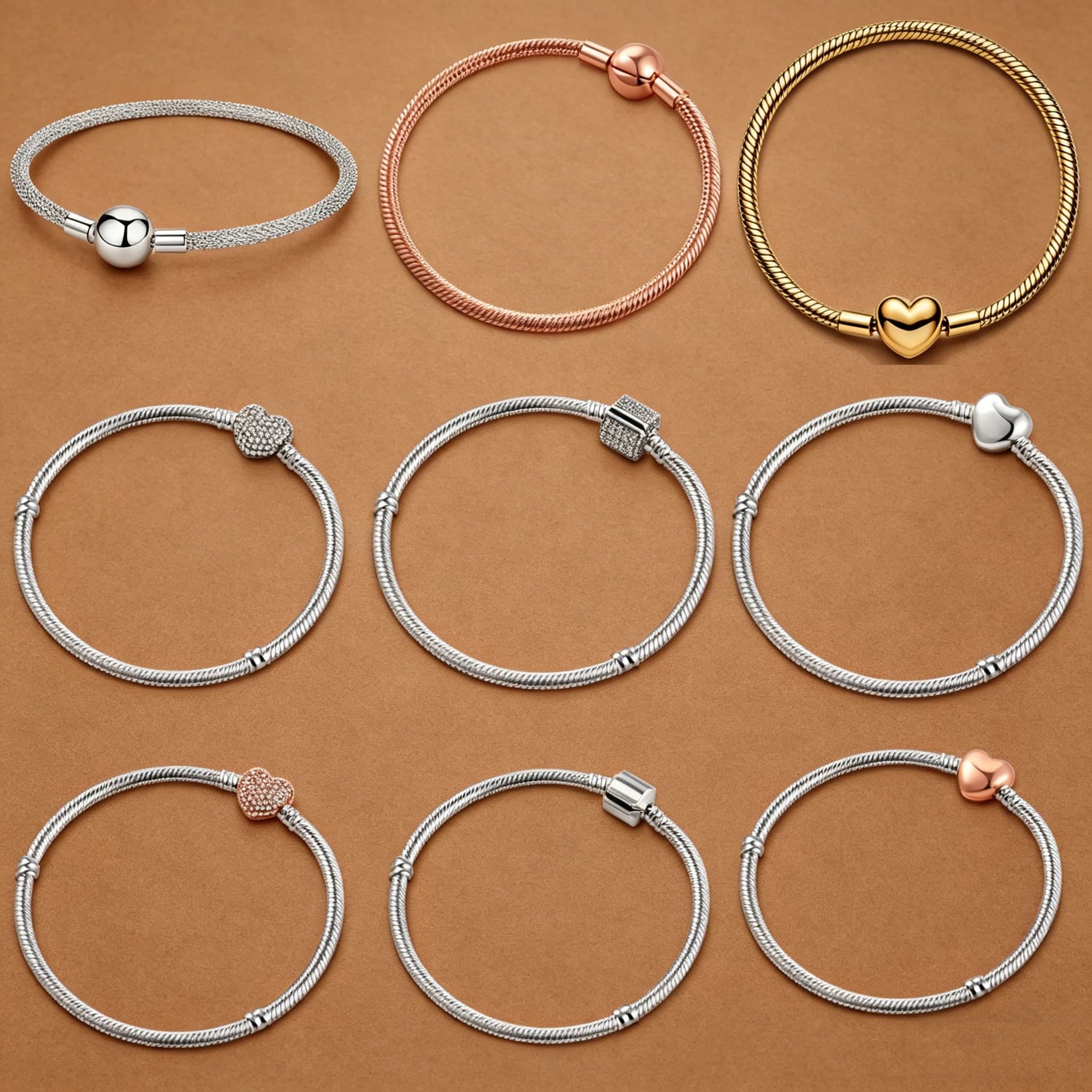 Bracciale a Catena Serpente in Argento Sterling 925 da Donna con Chiusura a Cuore, Adatto per Charms Originali, Regalo Gioiello Fai da Te