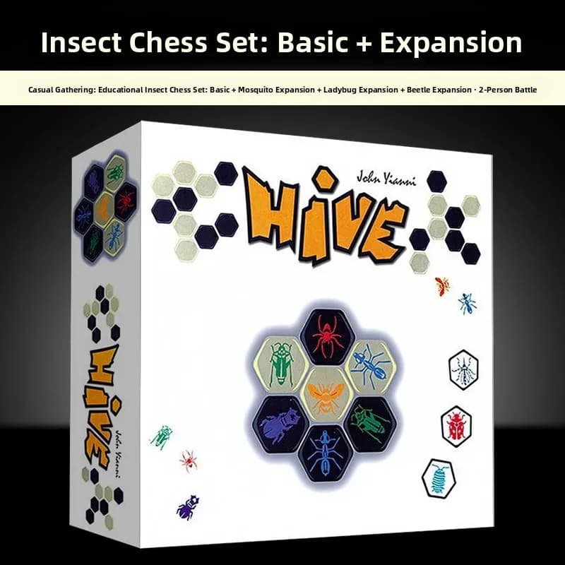 Insect Chess Wooden Edition Complete Set with Mosquito Group Bug Casual Party Desktop Game Card Board Game