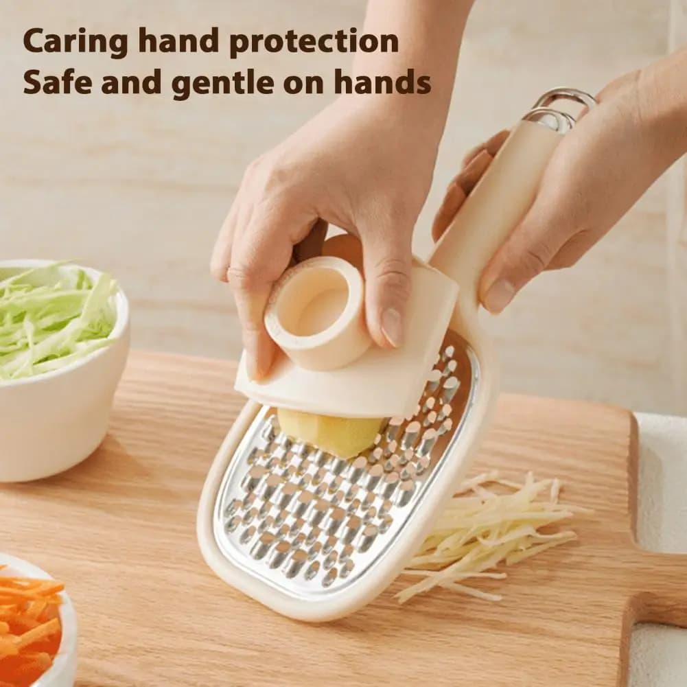 Grattugia per Verdure Manuale in Acciaio Inox con Manico Lungo, Trituratore per Verdure, Formaggio e Carote da Cucina