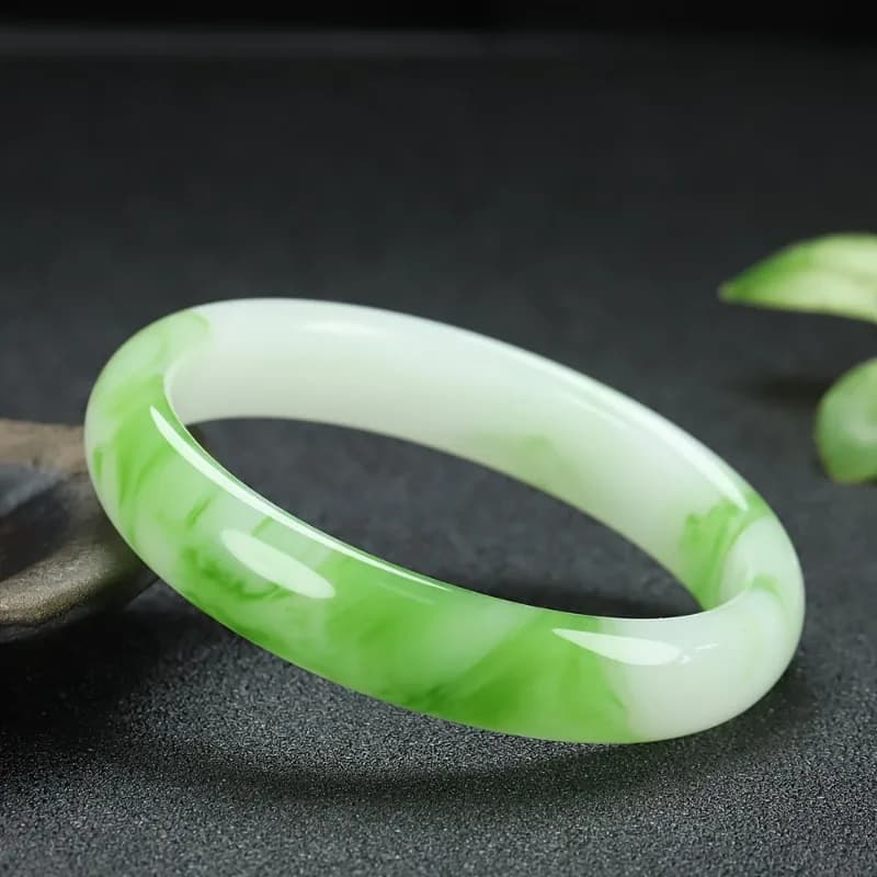 Nuovo Braccialetto da Donna con Fiore Galleggiante Verde Ghiaccio Naturale, Stile Elegante