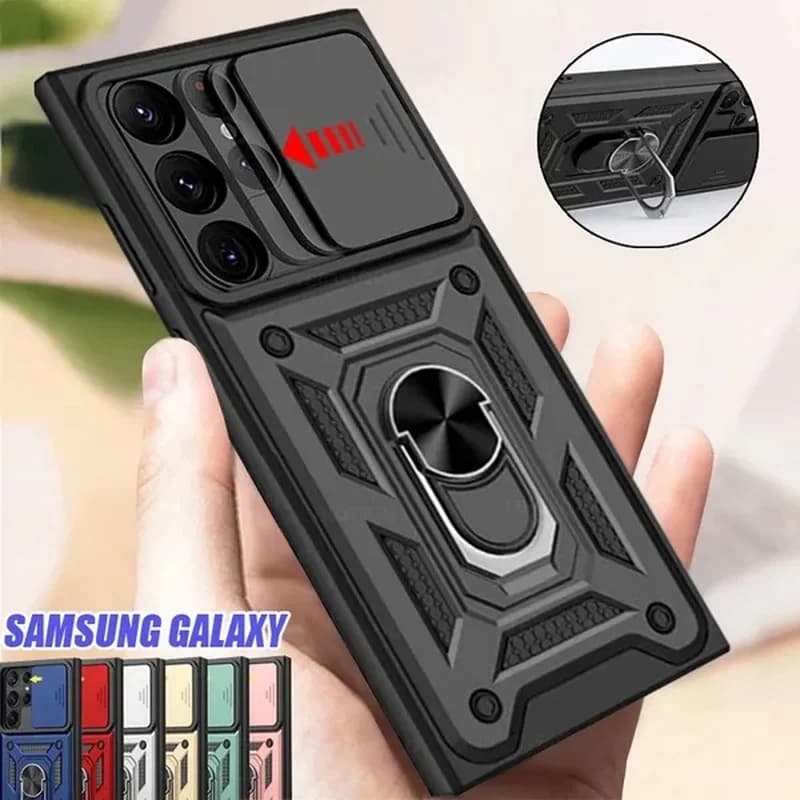 Custodie per Samsung S23 S22 Ultra S21 FE A73 A53 A33 A23 A13 5G antiurto armatura scorrevole copertura di protezione dell'obiettivo della fotocamera