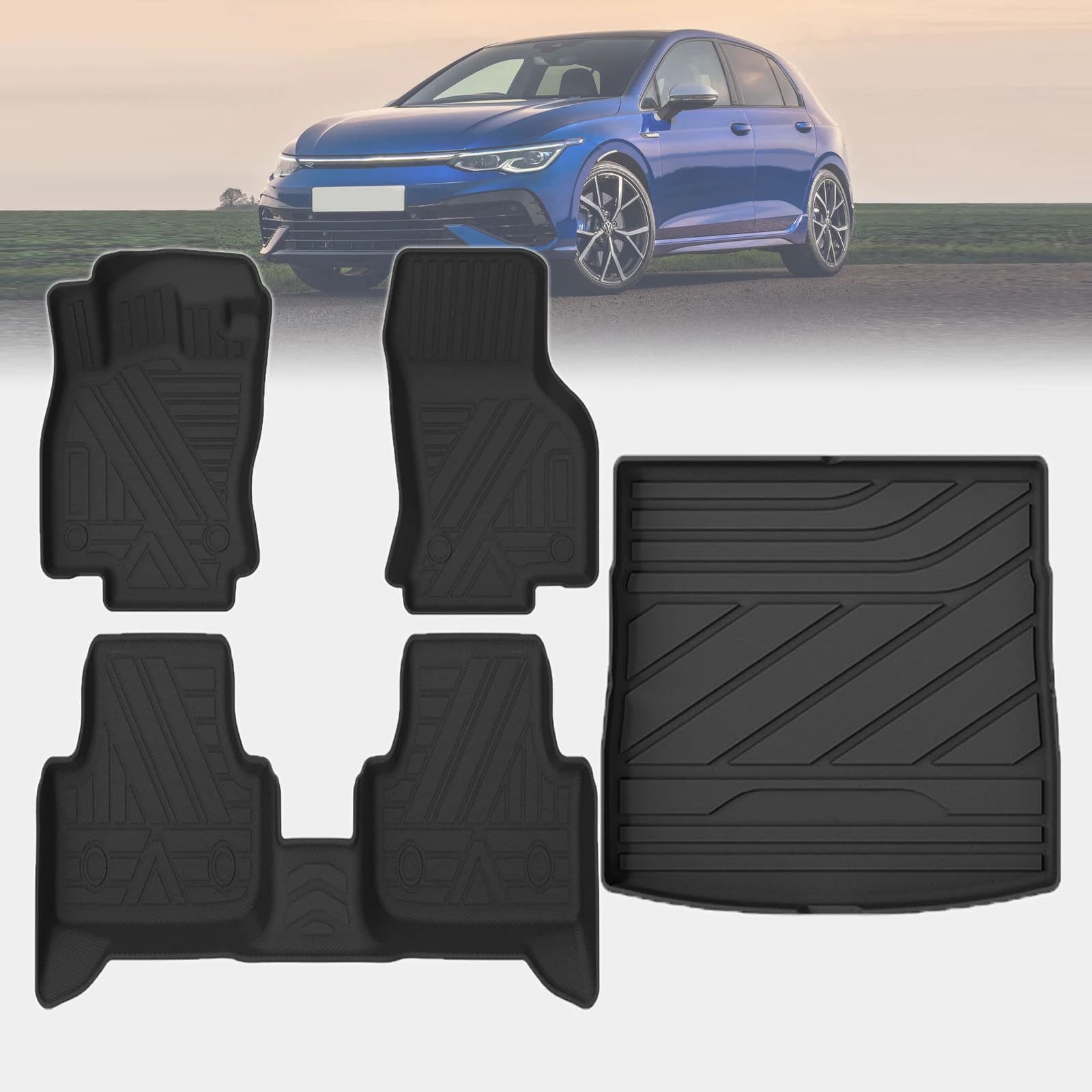 Tappetini Auto Antipolvere Facili da Pulire per VW Golf 8 MK8 2021-2026 in Materiale TPE Antiscivolo Accessori Interni
