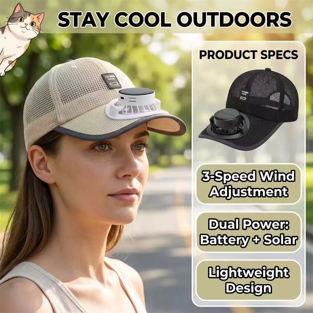 Breathable Sunhat with Solar Fan Sun Block Baseball Hat with Solar Fan USB Charging Fan Outdoor Sunhats Sunscreen Sunshade Hats