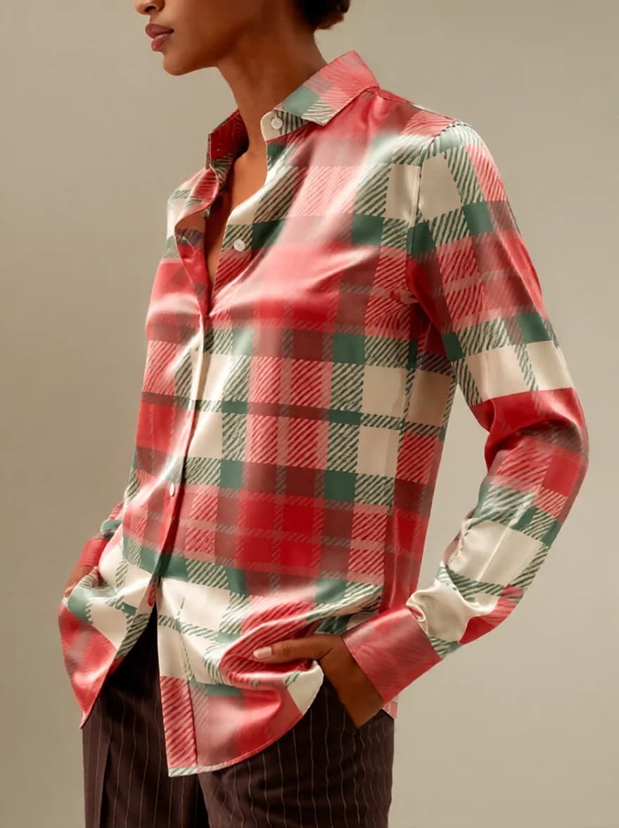 Top estivo Y2K da donna, camicia a maniche lunghe, blusa scozzese a pois, top estivo da donna 2026, vestito aderente