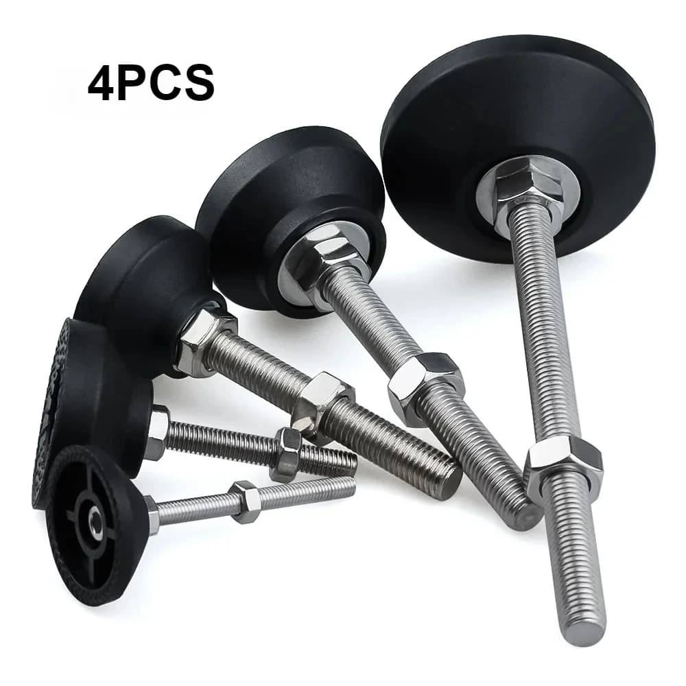 4Pcs Universal Adjustable Lathe Leg Dia 30mm Thread Type Adjustable Levelling Feet Swivel Base Articulating Legs M5/M6 Screw pad