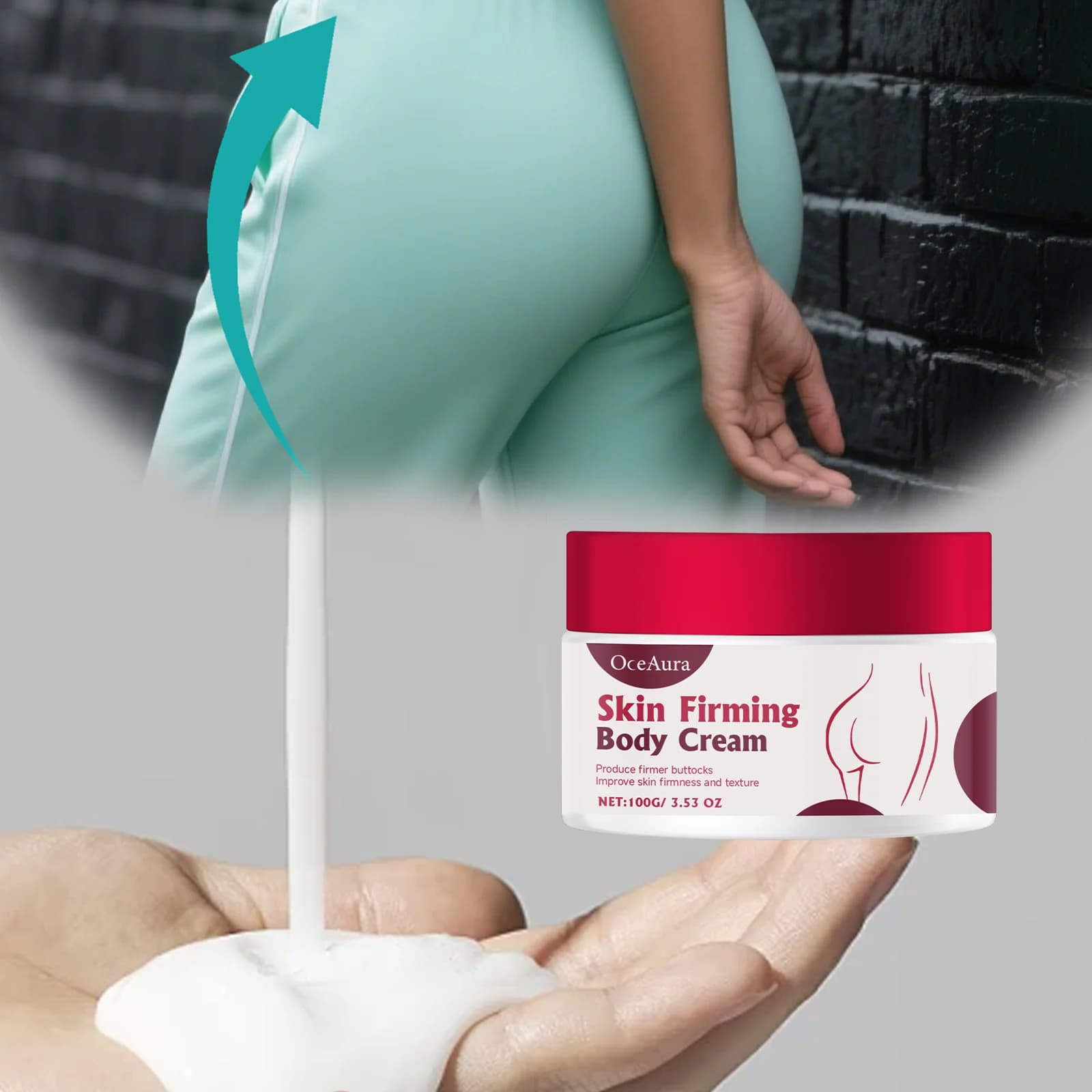 Crema professionale per il sollevamento del sedere Trattamento idratante rassodante per una pelle liscia Anticellulite rassodante al collagene Centella Asiatica