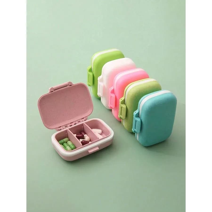 1 mini contenitore portatile per pillole - Scatola per pillole a 3 scomparti, contenitore per compresse, portapillole settimanale, dispenser per farmaci