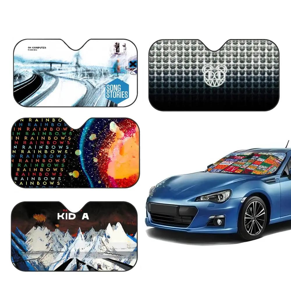 Alternative Rock Band R-Radiohead Car Sunshade Shield Windshield Window Sun Blocker Cover Interior Protection For Truck SUV