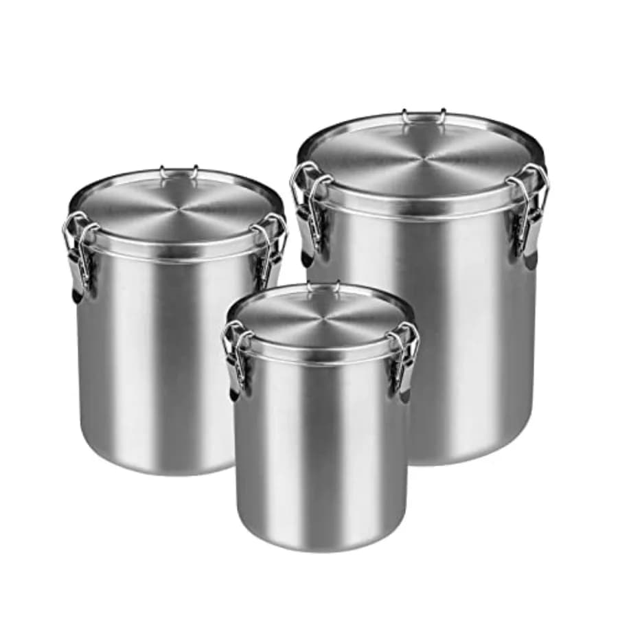 Compact Stainless Steel 00% Airtight Canisters Sets for Small Kitchens Metal Food Storage Containers with Lids Sealed - Keep Fl