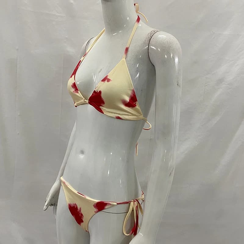 Completo bikini due pezzi tie-dye gotico alla moda americana, estetica estiva, casual, per spiaggia e vacanze, stile Joker.