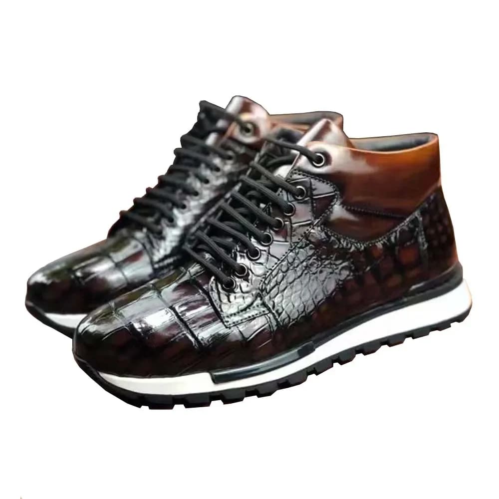 yingshang scarpe da uomo in coccodrillo color pennello per il tempo libero da uomo