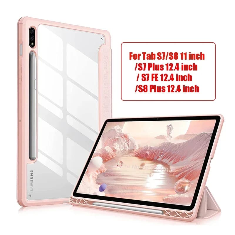 Per Samsung Galaxy Tab S9 S8 S7 Plus FE custodia da 12.4 pollici Cover posteriore trasparente per Tablet Tab S9 S7 S8 11 "2023 custodia con portamatite