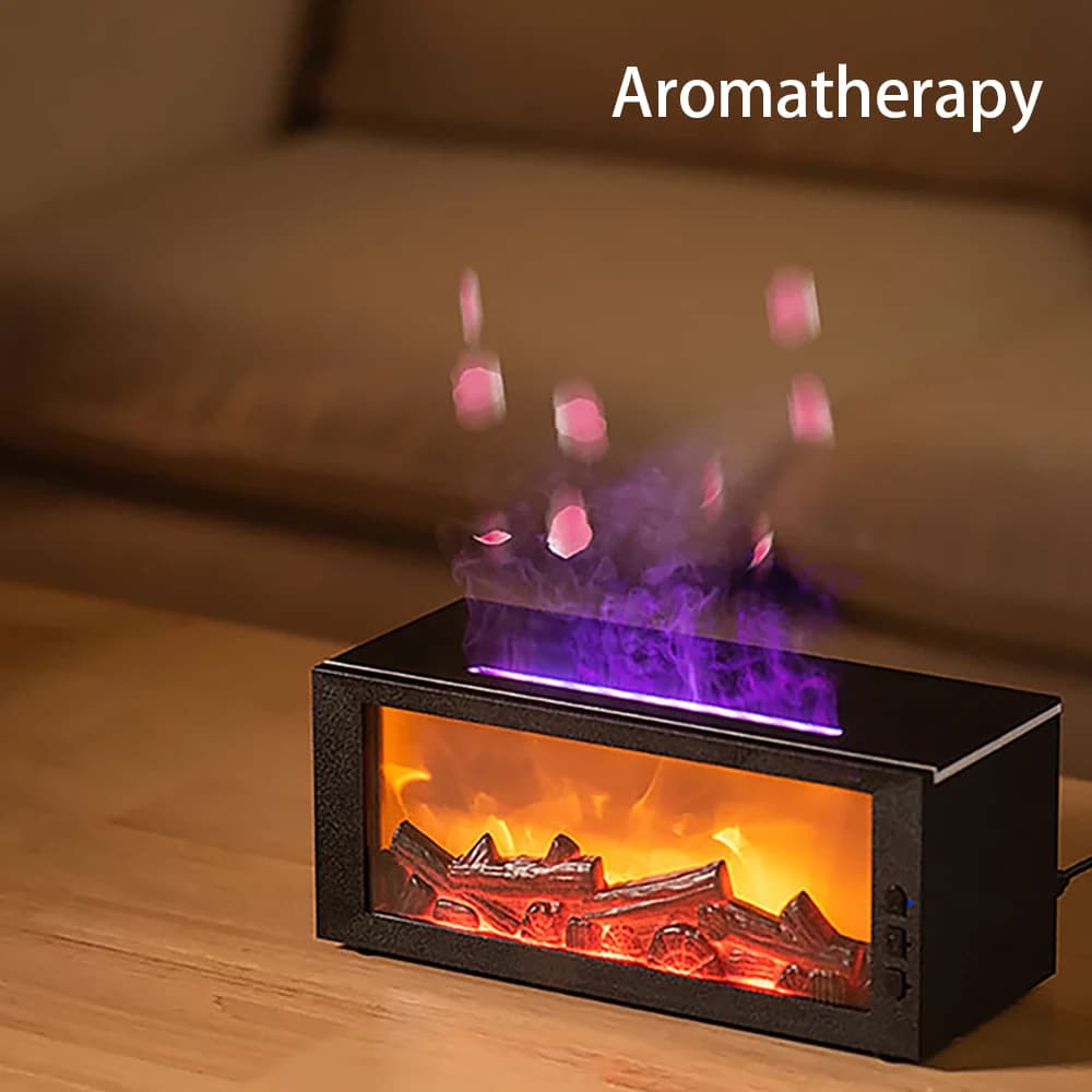 Umidificatore 4-in-1 per Oli Essenziali con Luce d'Atmosfera LED e Timer, Diffusore di Aromi a Fiamma Ricaricabile USB-C, Luce Notturna Silenziosa per Casa