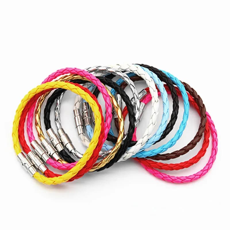 1Pc Bracciale in pelle intrecciata PU da donna con chiusura magnetica 6mm 20cm Colori misti Braccialetti gioielli da uomo fai da te