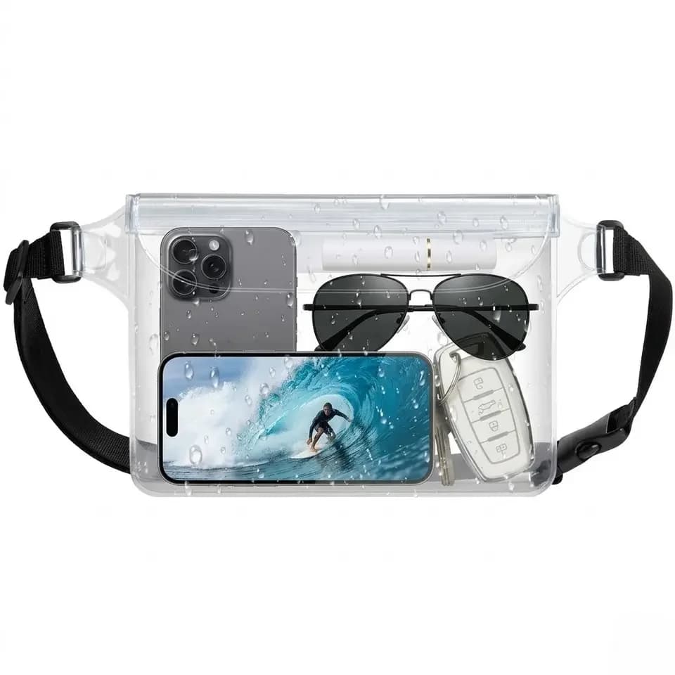 Marsupio Impermeabile con Tripla Chiusura a Zip, Borsa Asciutta per Telefono e Passaporto, Ideale per Spiaggia, Nuoto, Kayak e Sport Acquatici