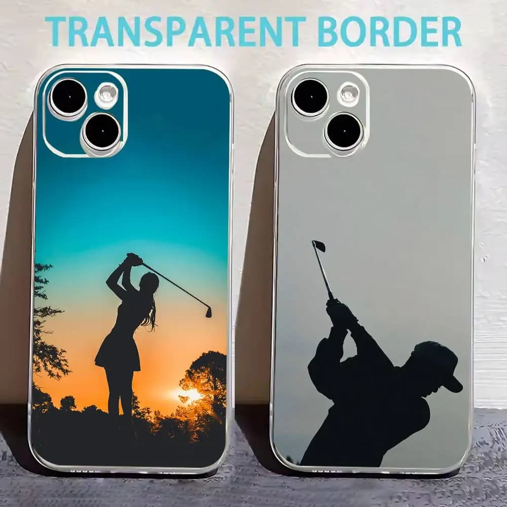 Cover Morbida Trasparente a Tema Pallina da Golf per iPhone 17, 16, 15, 14, 13, 12, 11 Plus, Pro Max