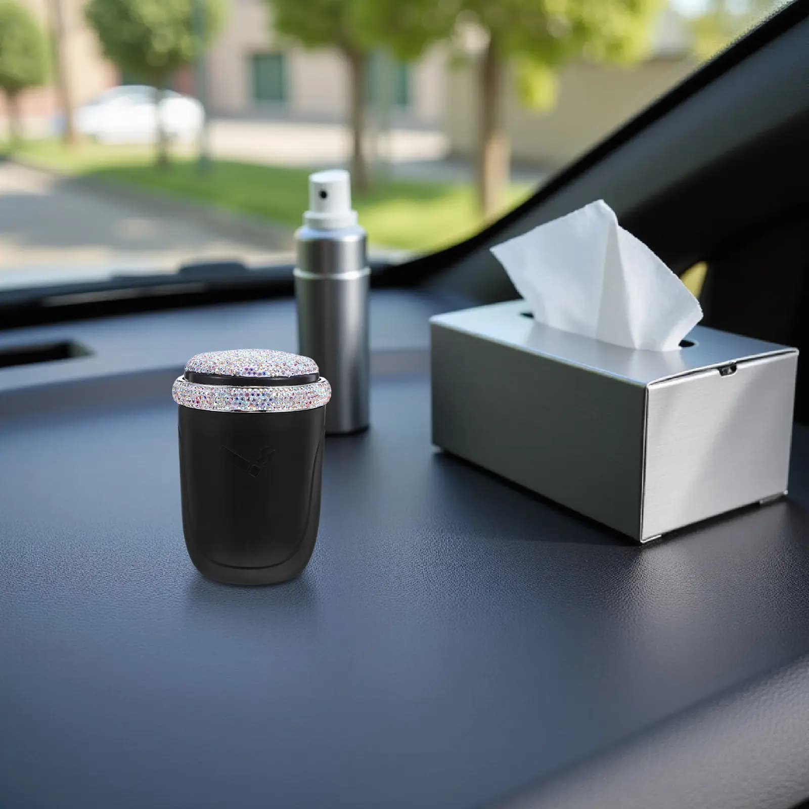 Car Cigar Holder Cigarette Ashtray with Lid Trash Can Windproof Butt Bucket Portable