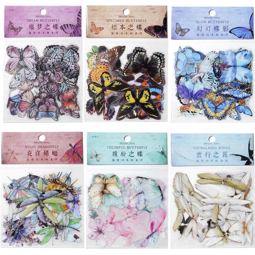 40 Pz/borsa Farfalla Adesivi PET Trasparente Ali Decorative Riempimenti In Resina Epossidica per il FAI DA TE Artigianato In Resina Epossidica Libro Complementi Arredo Casa