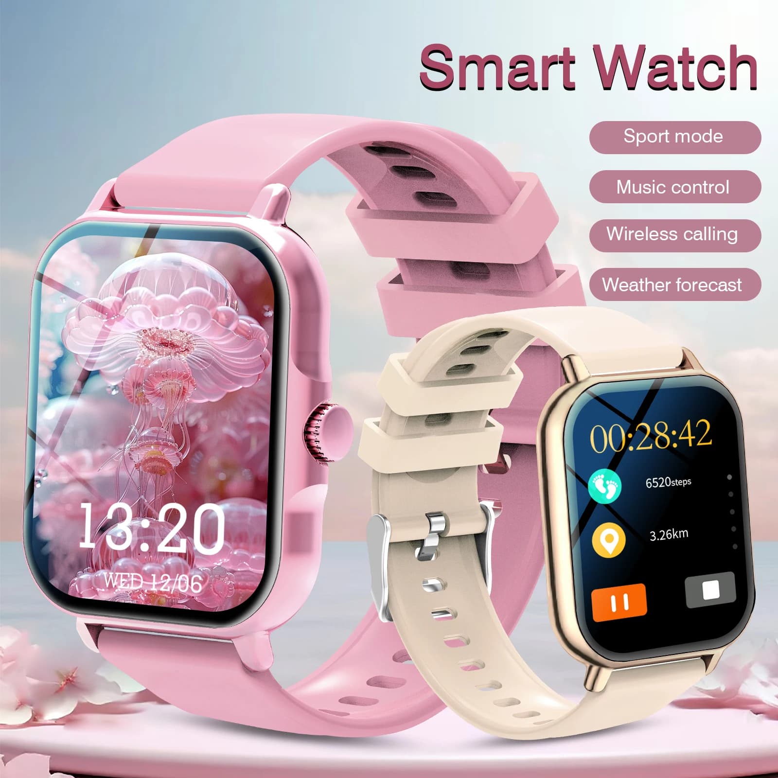 Smart watch, for men and women, wireless calls, fitness tracker, 2.01 inch screen, sports smartwatch