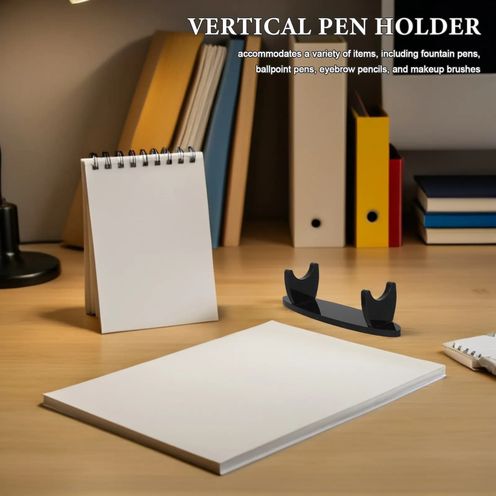 2Pcs Acrylic Pen Holder Black Vertical Pencil Display Stand Fountain Ballpoint Pens Makeup Brush Rack Organizer Desk