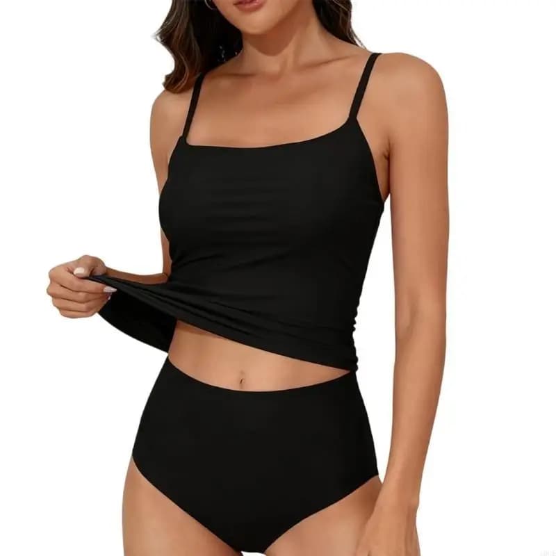 Costume da bagno da donna Tankini Costumi da bagno con controllo della pancia Costumi da bagno a due pezzi a copertura con