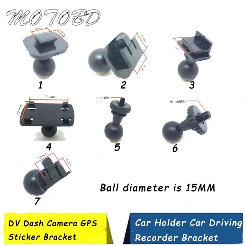 Ventosa per auto per supporto per cruscotto con adattatore a 7 tipi, supporto per auto ad angolo di 360 gradi per la guida di videocamere con telecamera DVR