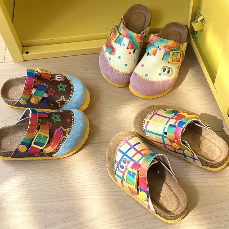 2026 Fashion Pattern Belt Buckle Strap Casual Women's Mules Summer New Closed Toe Soft Soled Comfort Lightweight Women Shoes