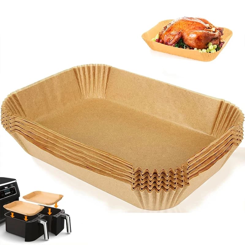 Disposable rectangular oven paper for air fryer, waterproof, oil-resistant, non-stick, for Ninja Foodi accessories.