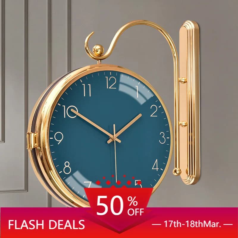 Luxury Double-sided Creative Design Clock Pendulum Art Fashion Modern Style Furniture Living Room Wall Clock Home Decoration