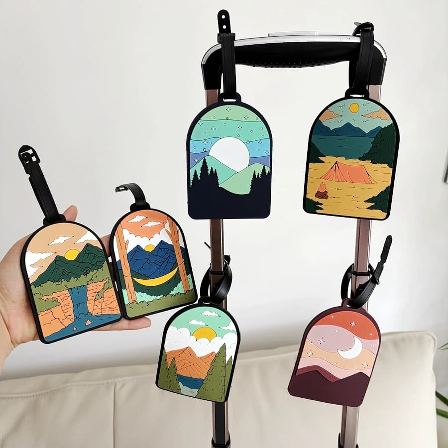 Etichette per bagagli paesaggistici 1/3/6 pezzi, check-in per bagagli da viaggio in stazione, etichette anti-smarrimento, etichette identificative per oggetti personali, airpo