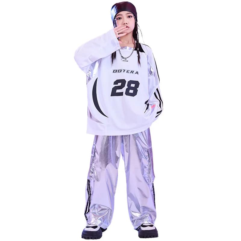 Costumi di danza hip-hop da sala per bambini per ragazze T-shirt larghe Pantaloni cargo neri Streetwear Ragazzi Abiti jazz