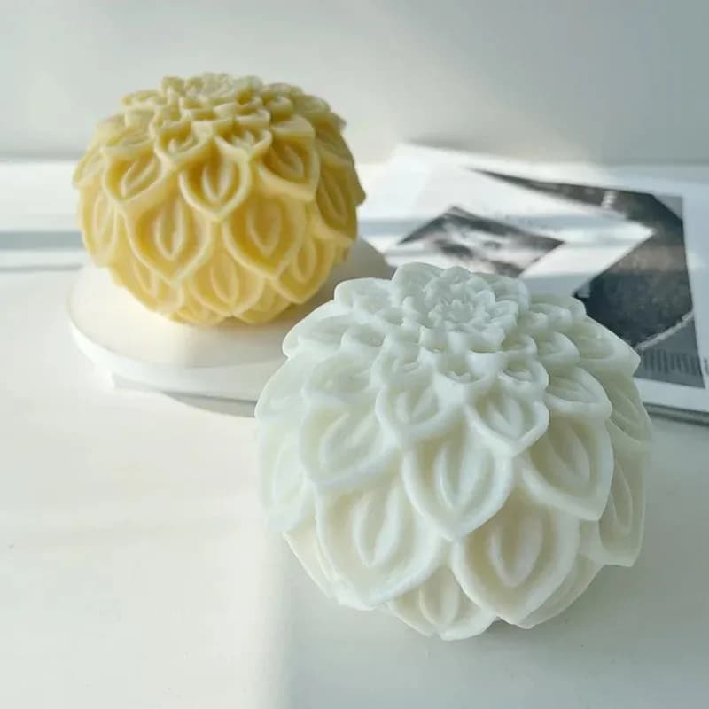 1pcs DIY Silicone Candle Mold | Flower Ball Ornament Design | For Aromatherapy Candle, Plaster, Soap & Resin - Home Decor Suppli