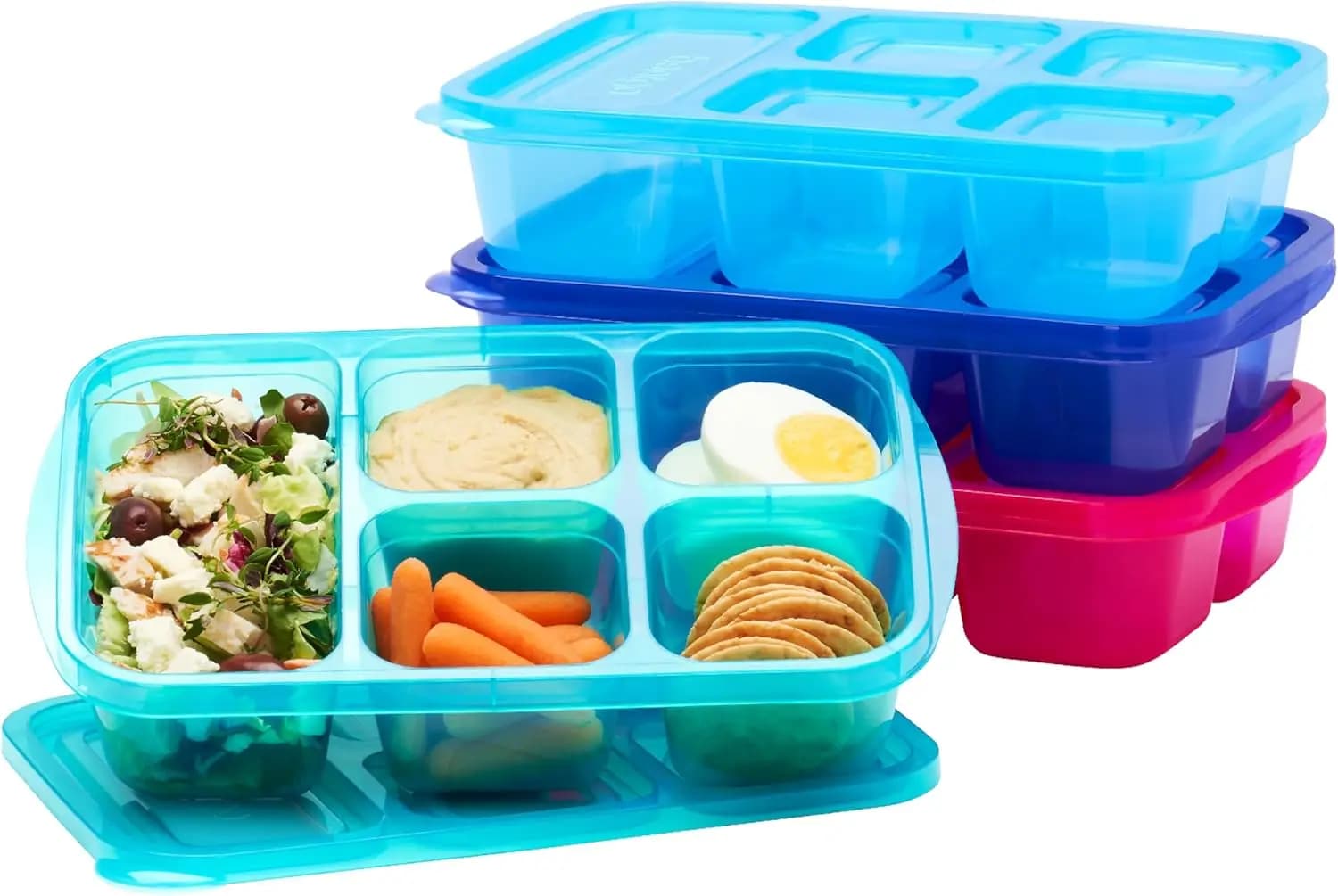Contenitori per Alimenti Riutilizzabili a 5 Scomparti, Set Impilabile da 8 Pezzi, Scatole per Pranzo Senza BPA per Preparazione Pasti