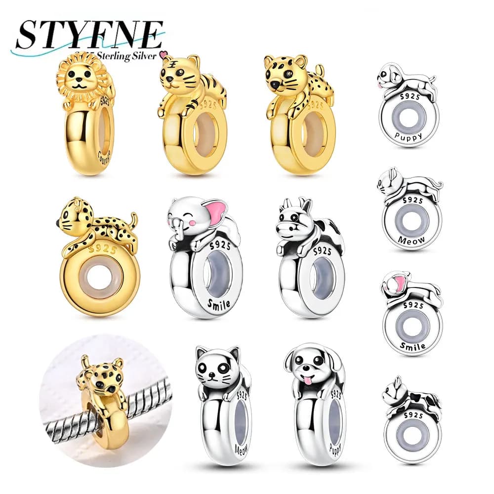 Original S925 Silver Animal Series Small Elephant Rubber Stopper Positioning Buckle Beads Fit Bracelet Accessory Gift DIY Making