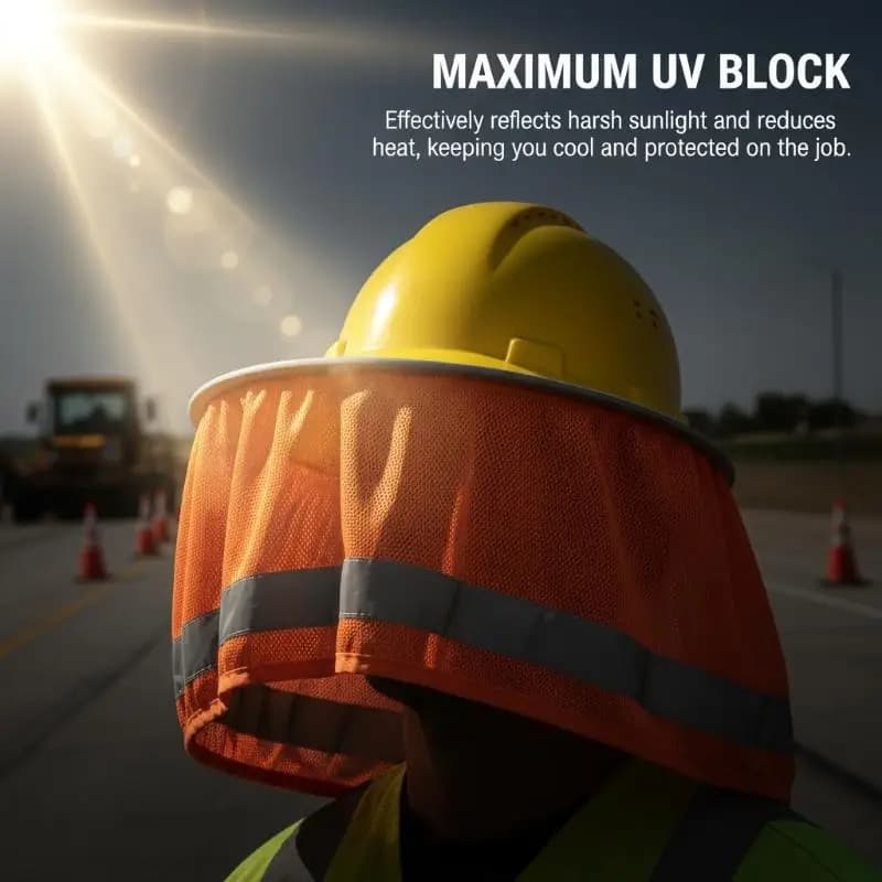 Neck Shield Hard Hat Safety Helmet Sun Shade Cap with UV Protection Reflective Cover for Outdoor Jobs