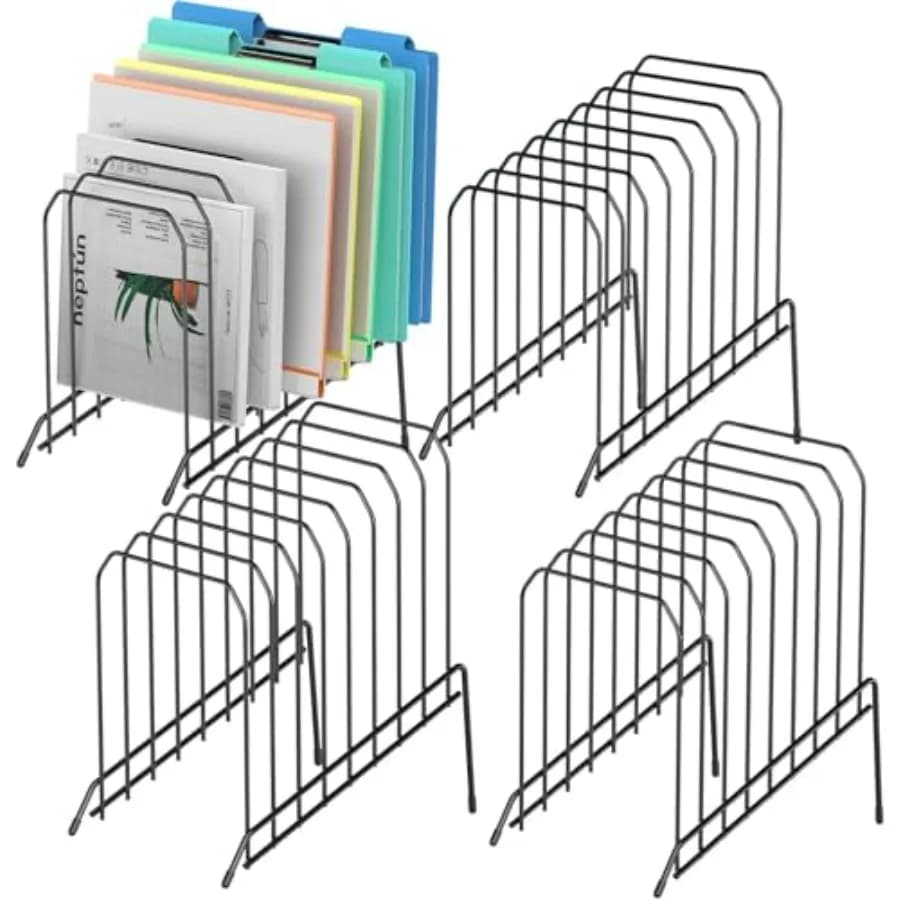 Organizzatore da Scrivania Inclinabile in Metallo con 8 Scomparti Verticali per Documenti e Riviste