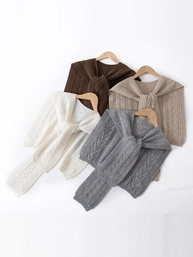 Women Wool Shawl Hollow Out Twist Flower Retro Shawl Four Seasons 100% Merino Wool Knitted Scarf Sweater Warm Wool Shawl Clothes