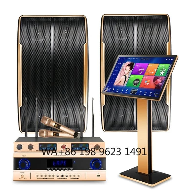Macchina per Karaoke con Schermo Touch da 21,5 Pollici, 6T di Memoria, Amplificatore, Microfono Wireless, Set Professionale KTV
