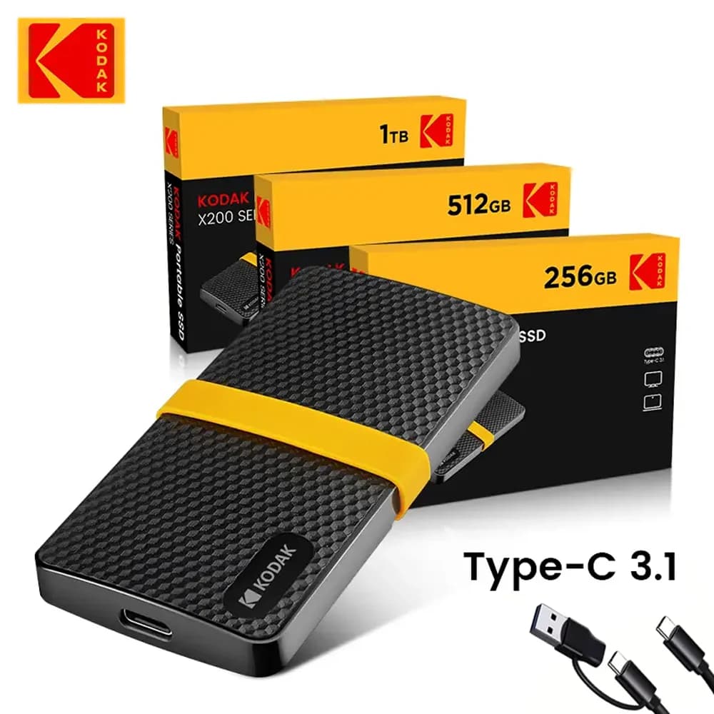 2024 nuovo disco rigido SSD esterno KODAK X200 HD Externo USB3.1 SSD portatile 256GB 512GB 1TB 2TB per laptop Smartphone PC TV regalo