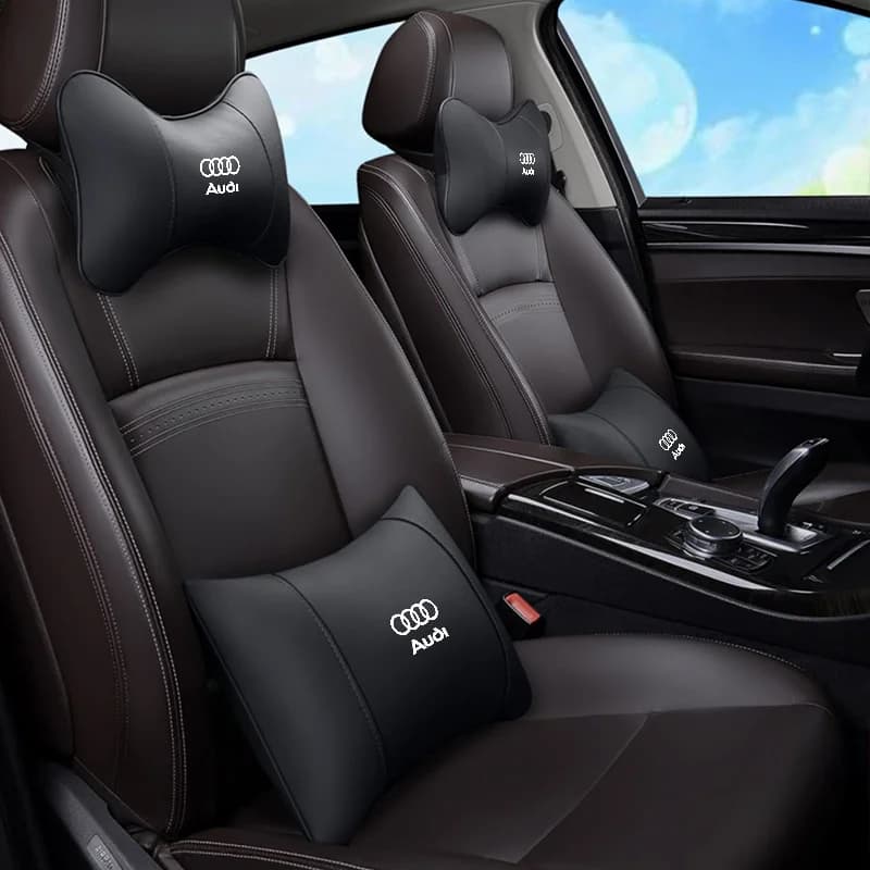 High-end Car Seat Headrest Leather Neck Pillow Cushion For Audi A1 A3 A4 A5 A6 A7 A8 Q3 Q5 Q7 RS S3 S4 S5 S6 S7 Sline TT Sticker
