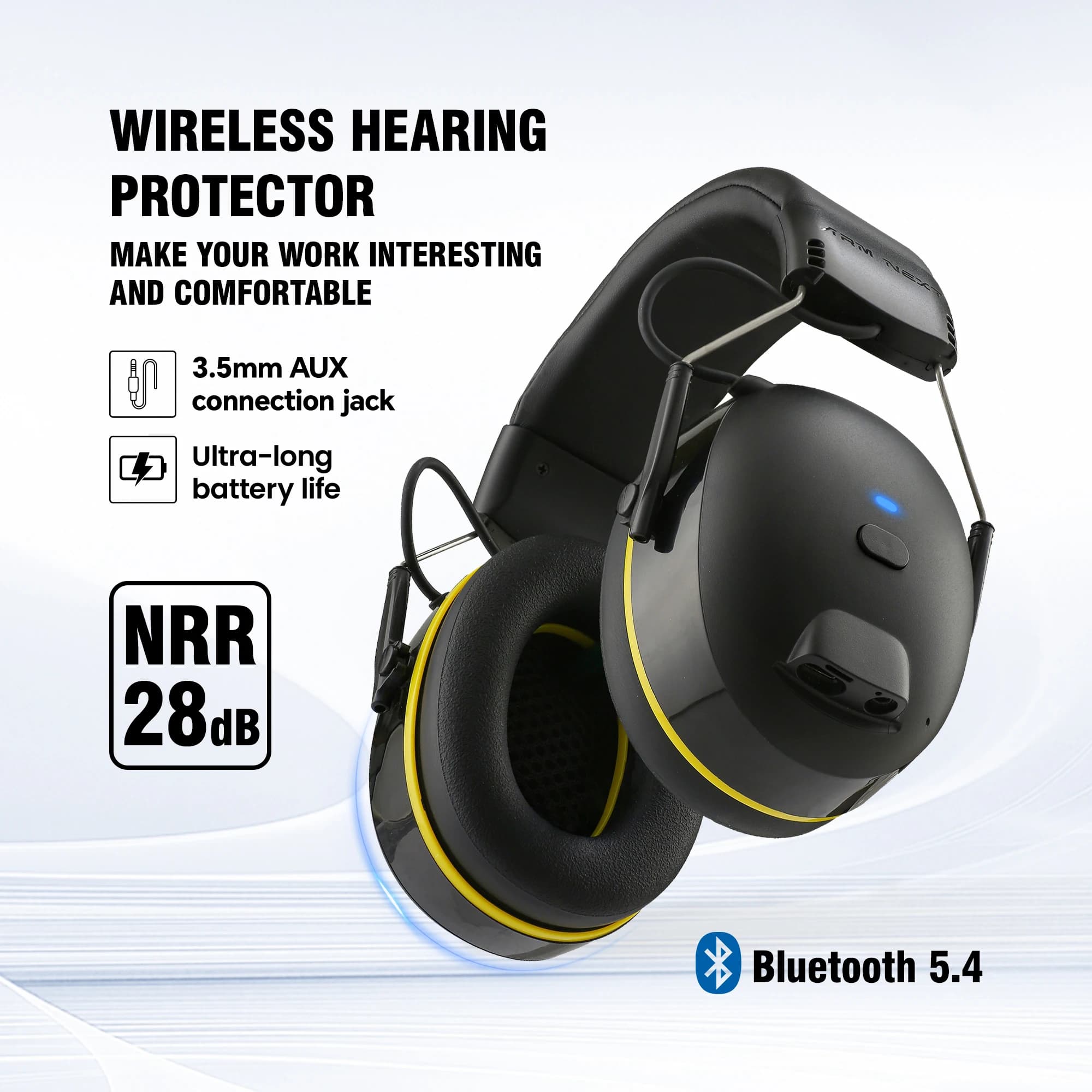 Cuffie con protezione dell'udito SNR 30dB con cuffie antirumore di sicurezza ricaricabili Bluetooth con riduzione del rumore Protezione dell'udito wireless
