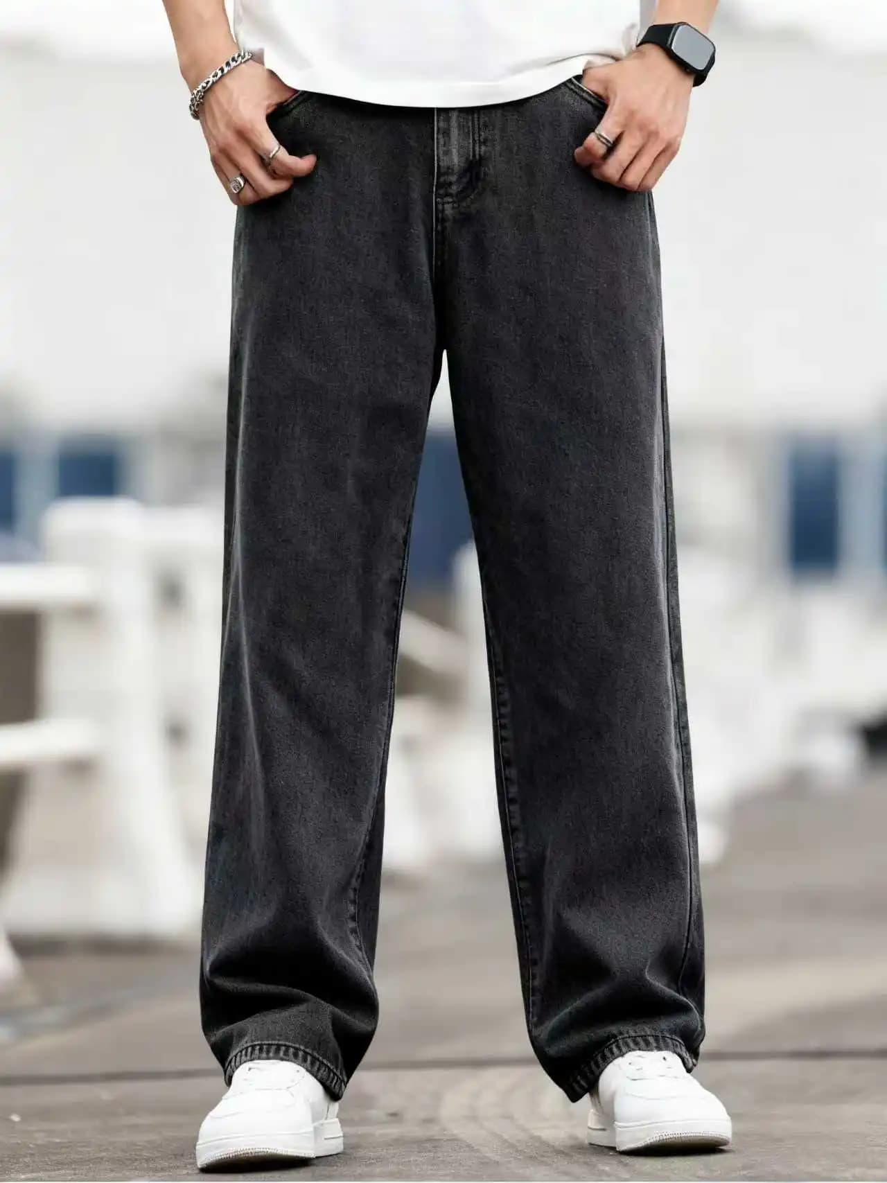 Men's wide leg jeans, comfortable, wide fit, wearable for all seasons, urban style for day trips and casual meetings