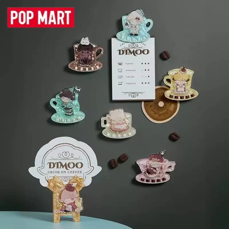 POP MART DIMOO CRUSH ON COFFEE Series Fridge Magnets Clip Blind Box Mystery Box Doll Cute Anime Figure Guess Bag Toys Desktop
