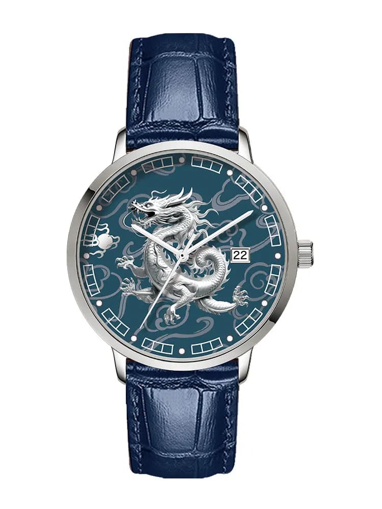 Drago zodiacale di buon auspicio aggiornamento micro-intaglio tridimensionale Guochao orologio per macchine della cultura cinese per uomini e donne