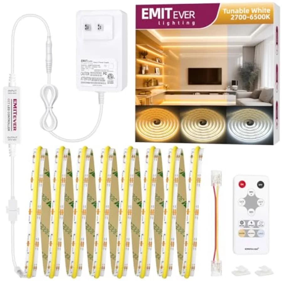 Striscia LED COB Bianco Regolabile 2700K-6500K Dimmerabile CCT 24V Kit Nastro LED 5m Alta Densità 3200 LED CRI90+ per Cucina