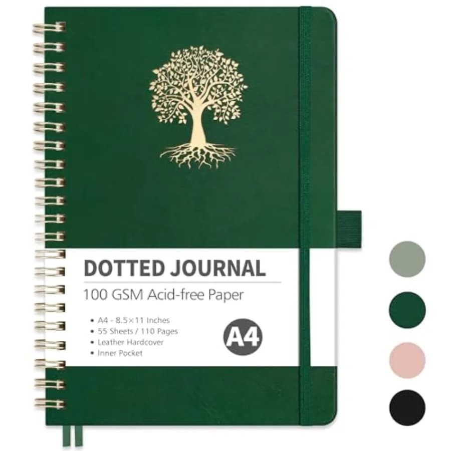 Journal Notebook, 110 Pages, A4 Large Size 8.5" × 11",Leather Hardcover, 100 GSM Thick Paper, Spiral-bound, for Journaling, Pla