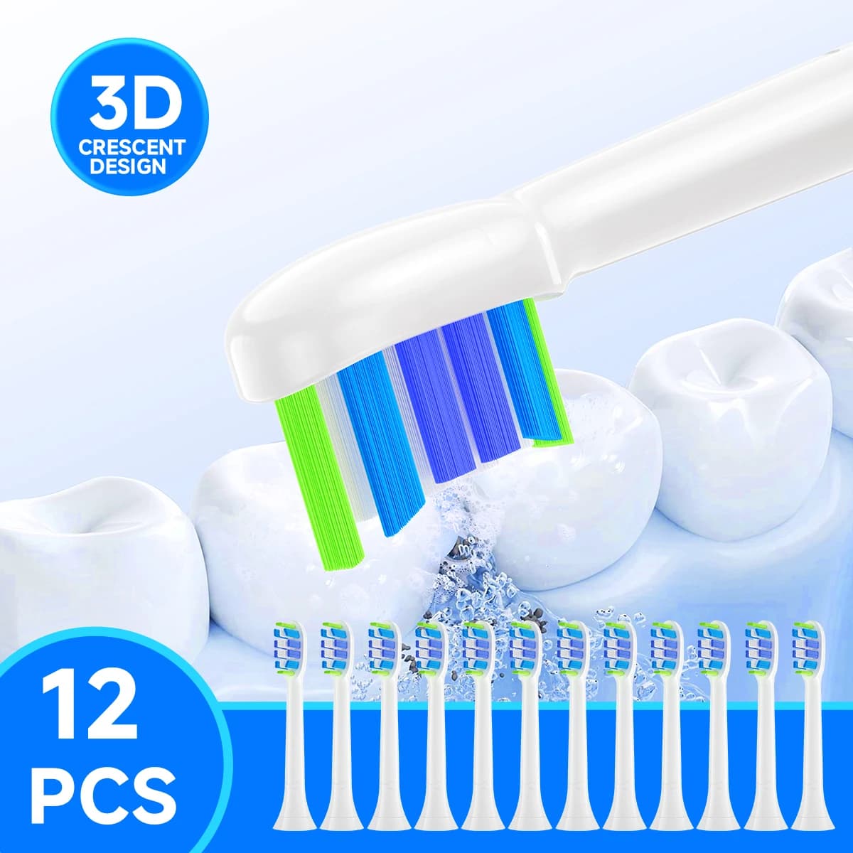 12-piece spare heads compatible with Philips Sonicare DiamondClean HX5/HX6/HX7/HX8/HX9 electric toothbrush heads