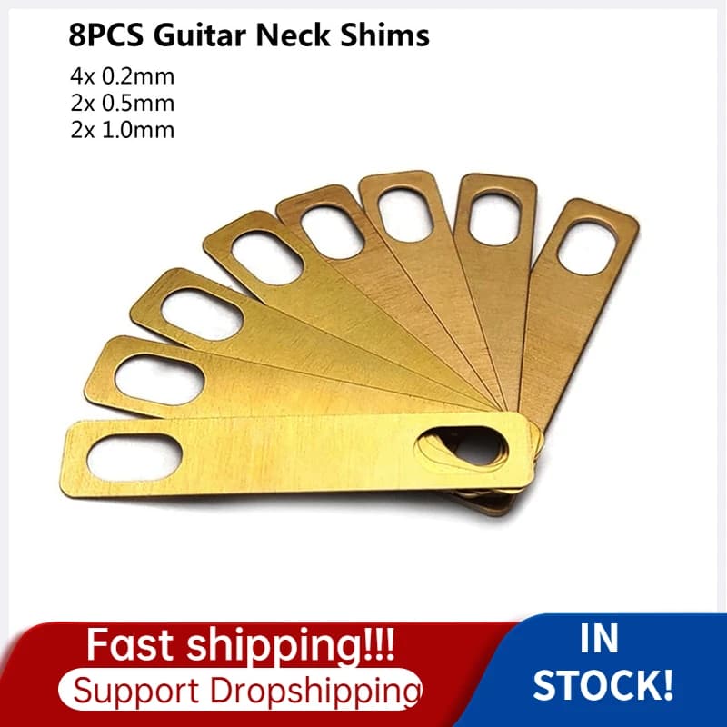 8Pcs Guitar Neck Shims Set di spessori in ottone connessione piastra del collo bullone-on Neck Repair Luthier Tool accessori per chitarra dropshipping
