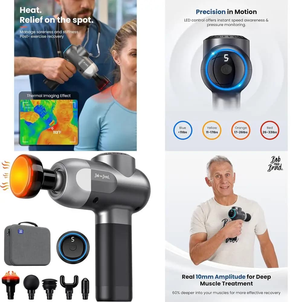 Background Massage Gun of Fabrics with Thermal Function for Athletes and Lift from Pain, Portable Electric Muscular Massage for Back and Spalle